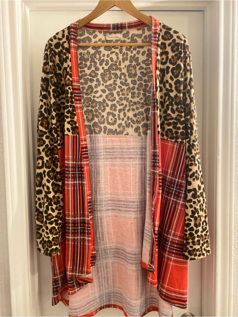Southern Stitch 2XL Leopard Plaid Open Front Cardigan
